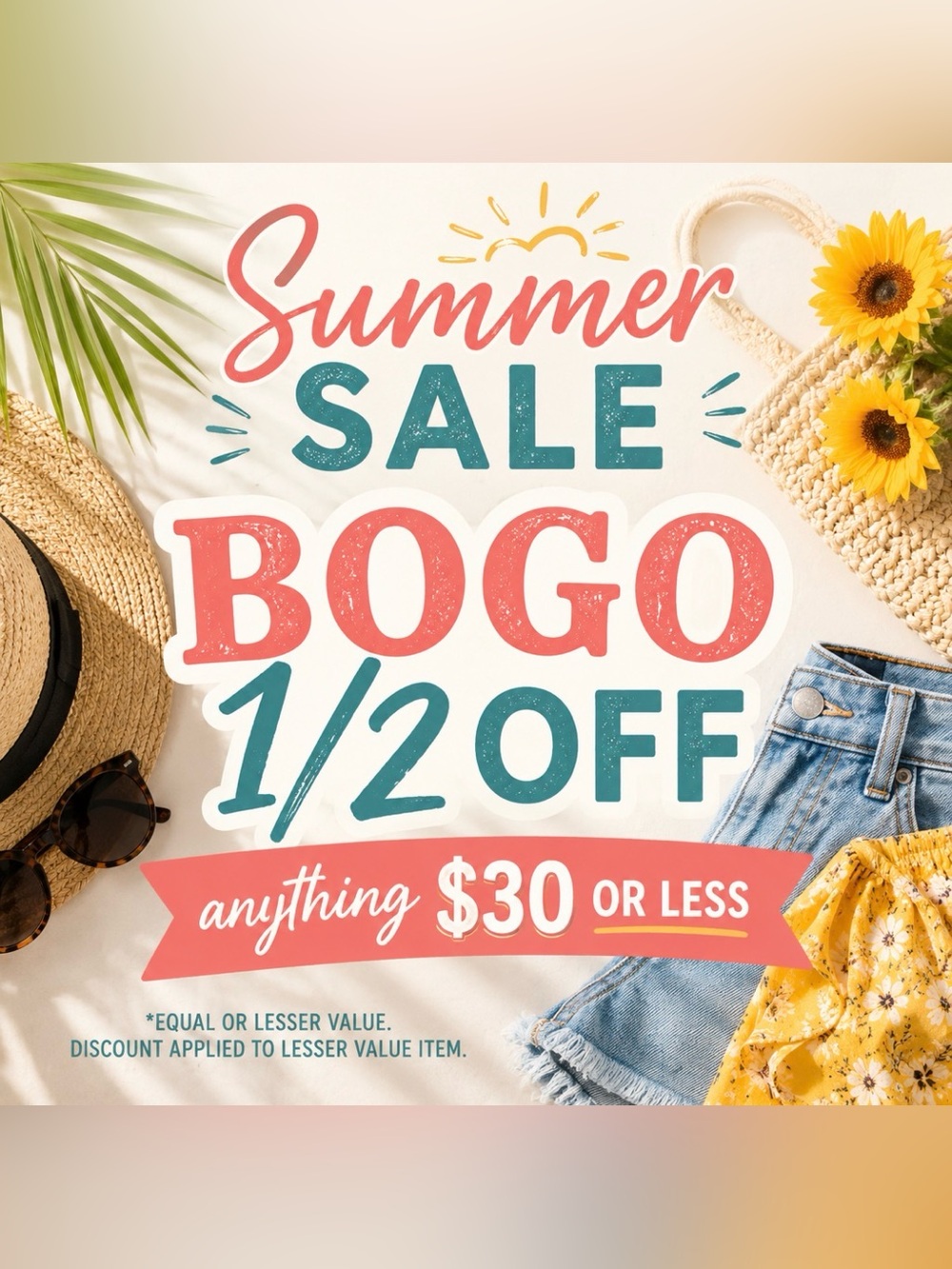 🛍️☀️⛱️SUMMER SALE!!! BOGO 1/2 Off! 🛍️☀️⛱️